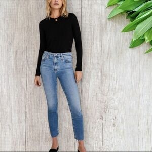 AG The Isabelle HR Straight Crop Raw Hem Jeans size 28 Adriano Goldschmied